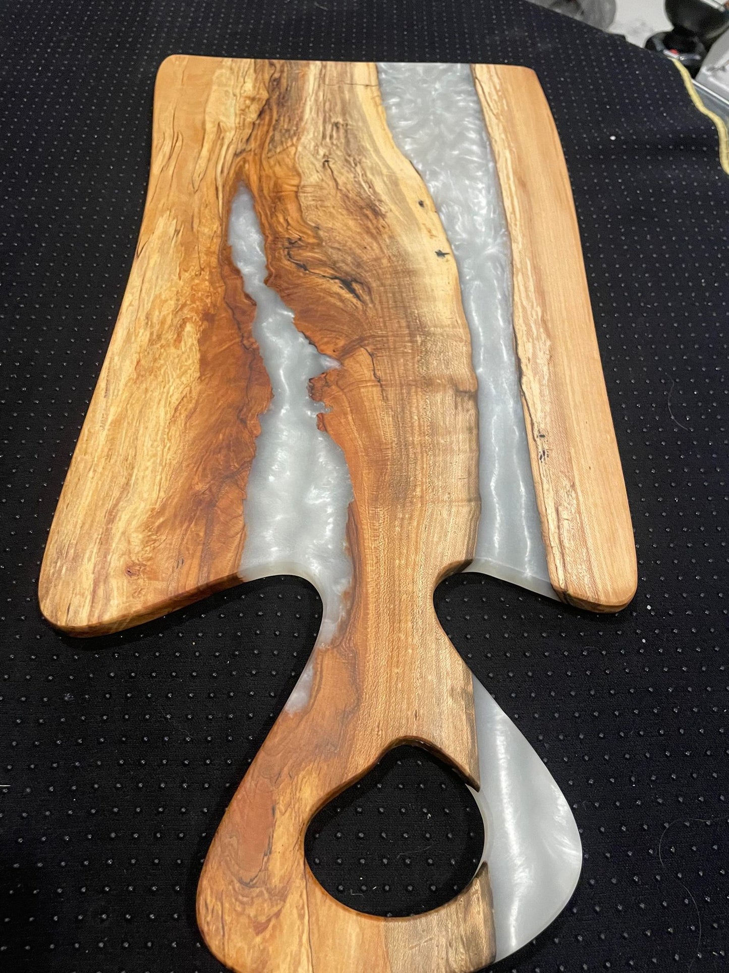 Wood and Epoxy Charcuterie Board - Silver Resin