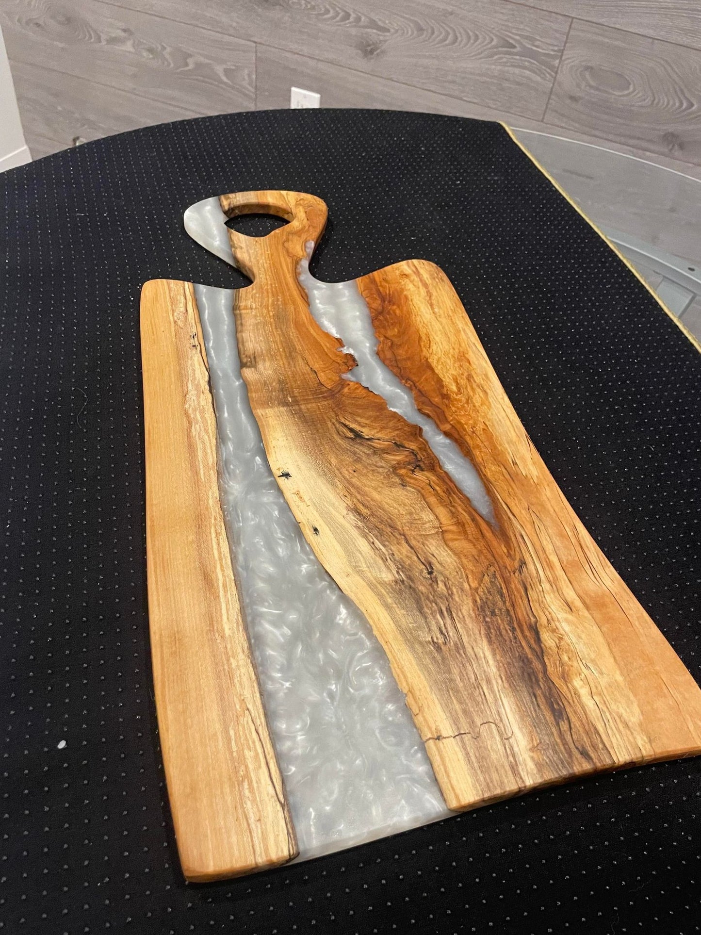 Wood and Epoxy Charcuterie Board - Silver Resin