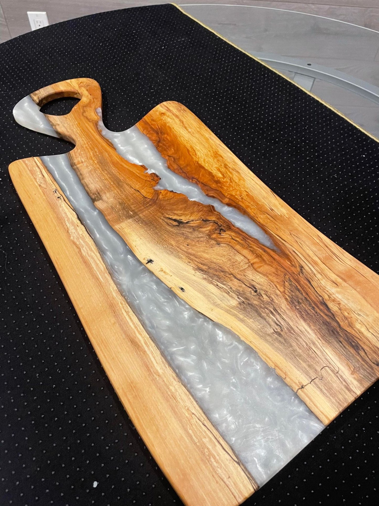 Wood and Epoxy Charcuterie Board - Silver Resin