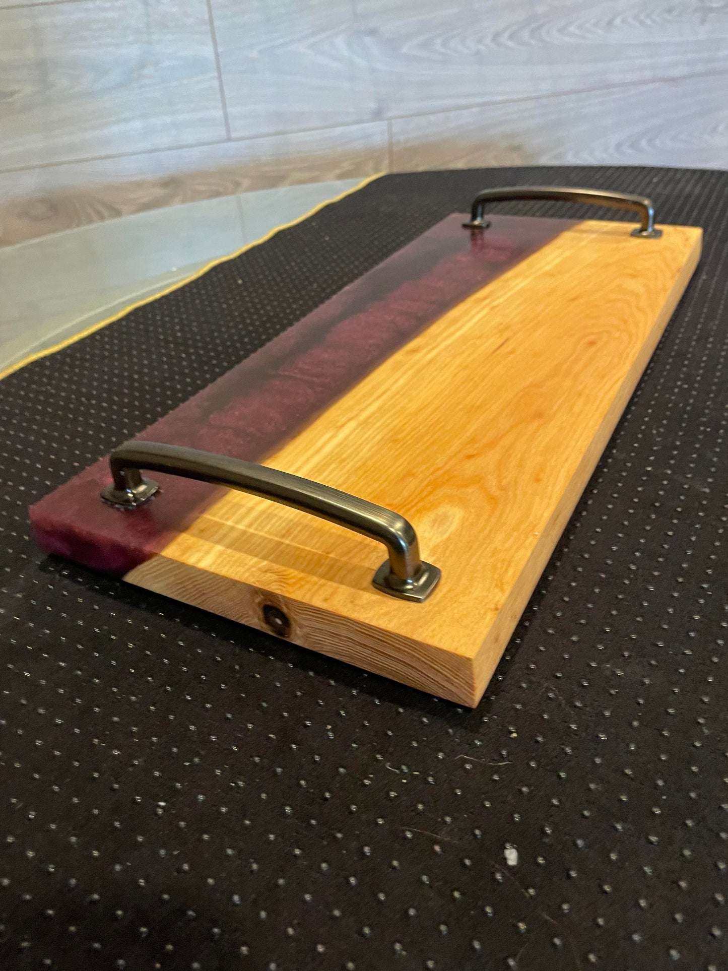 Wood and Epoxy Serving Board -Burgundy Resin