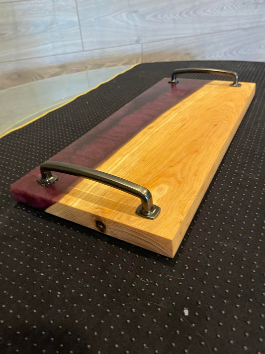Wood and Epoxy Serving Board -Burgundy Resin