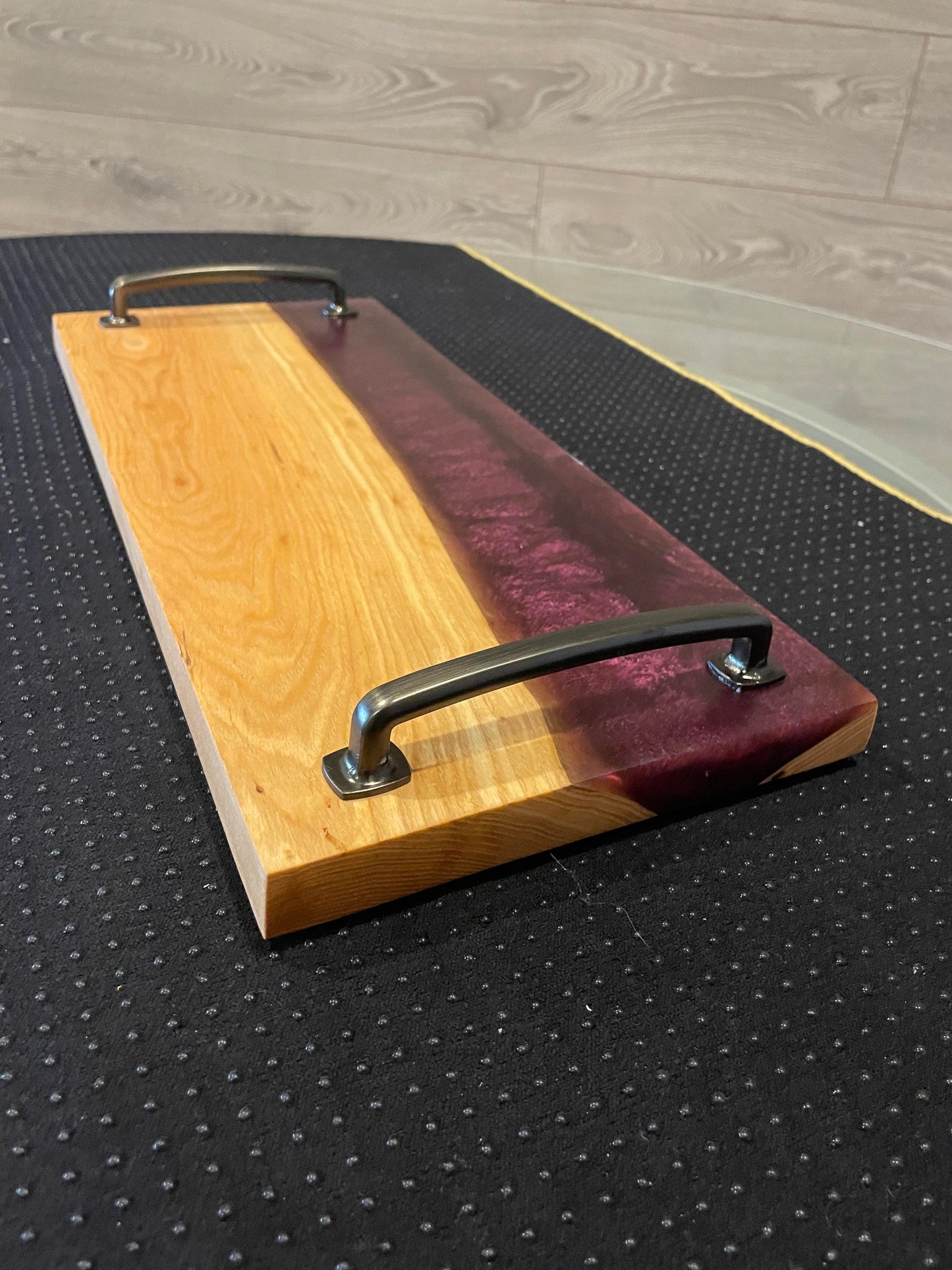 Wood and Epoxy Serving Board -Burgundy Resin