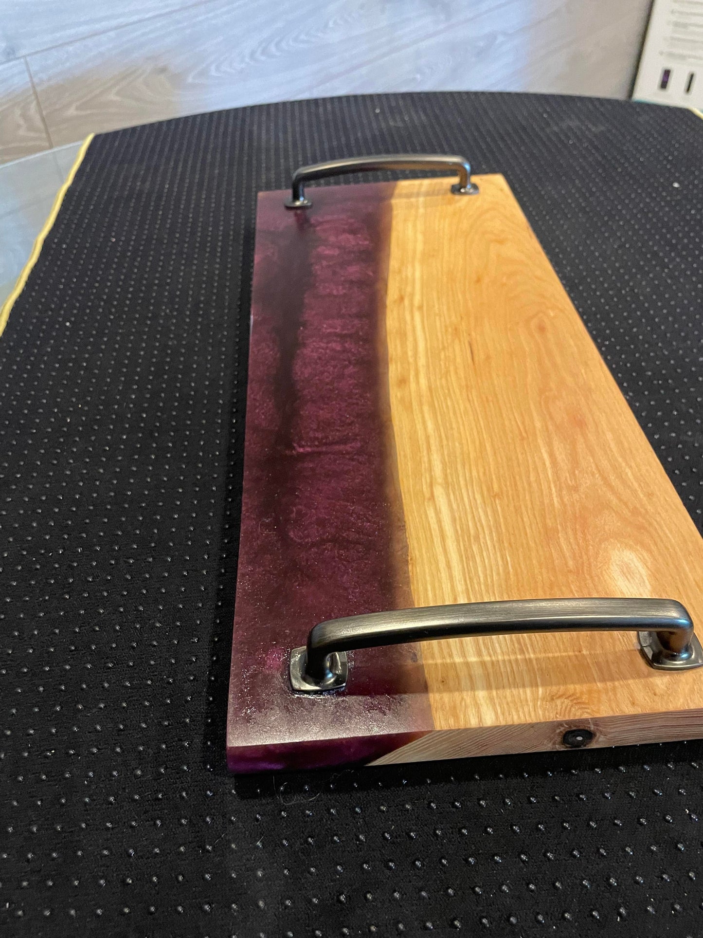 Wood and Epoxy Serving Board -Burgundy Resin